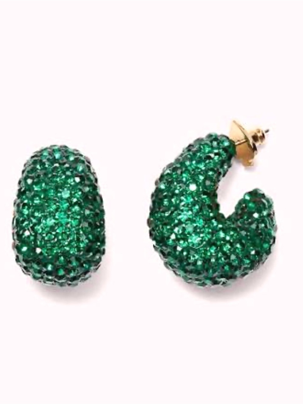 Kate Spade adore-ables Mini Clay Pave Crystal Huggie Hoop Earrings Green